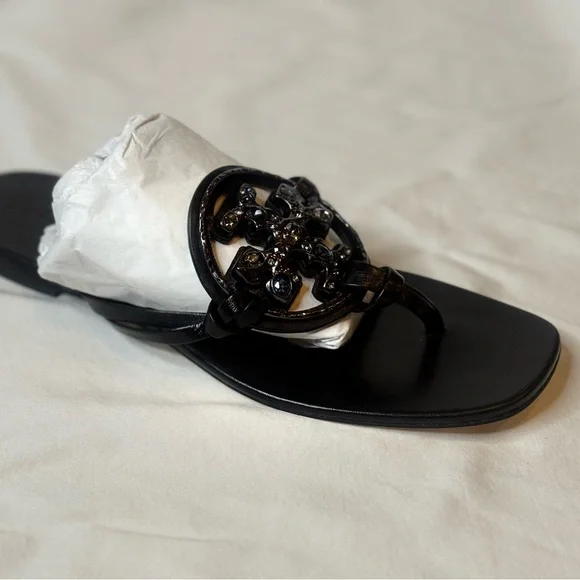 💕💕🎉🎊 Tory Burch Jeweled Miller Nappa Leather Sandals - Picture 5 of 7